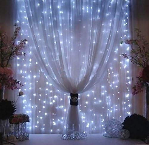 3M X 3M Party Decoration Fairy Curtain String Lights - 300 LED with wireless 8 Modes Remote Control + Timer ( Dimmable, Battery Operated ) (Cool White)