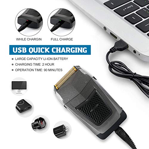 BESTBOMG 2 in 1 Electric Razor for Men Waterproof Men\'s Professional Foil Shaver Aluminum Foil Metal Cordless Shaving Kit Bald Head Shaver Barber Clipper Independent Precision Trimmer Clipper Trimmer