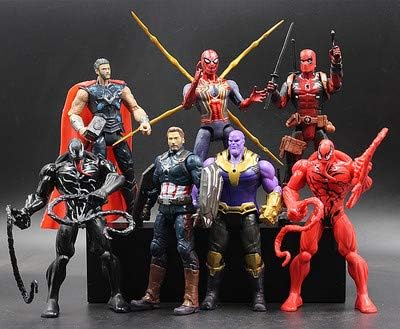 Amazon 7ピーススーツ アベンジャーズ4ハンズオンシリーズ7ピーススーツスーパーヒーロー17cmabs Pvcシステム 塗装ハンズオンハンドメイドヴェノム トール スーパーマン キャプテンアメリカ サノス ハルク スパイダーマン アイアンマン アイアンマン トイ