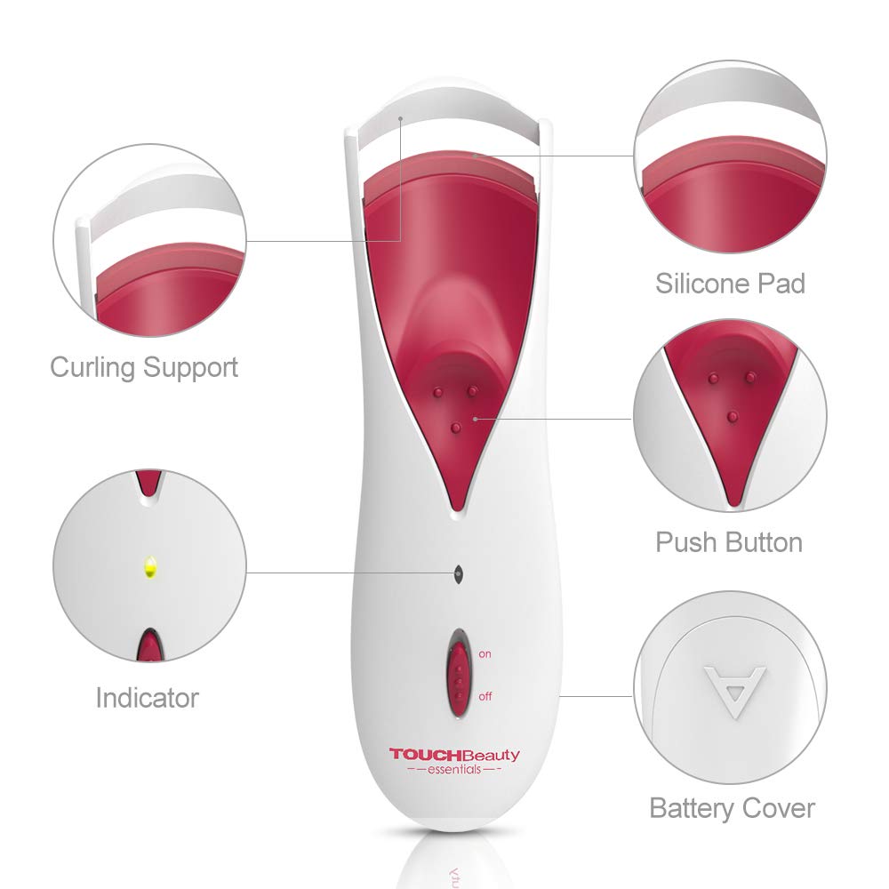 TOUCHBeauty Heated Eyelash Curler, Electric Lash Curler Safe with Smart Silicone Heating Pads and Efficient with Fast Heating Up Perfect for All Eye Shapes, Natural Curling and Long Lasting (Red) : Beauty
