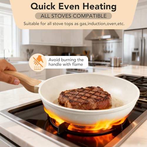 Nonstick Ceramic Cookware Set 17-Piece, Healthy Pots and Pans Set, Nonstick Pots and Pans Set, Induction Cookware Cooking Set with Frying Pans, Saucepans, Saute Pan, Steamer