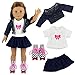 Barwa 2 Sets Doll Clothes and 2 Pairs Ice Skates Boots Shoes Fashion Autumn Clothing Dress Sets Compatible for 18 Inch Doll Xmas Gift