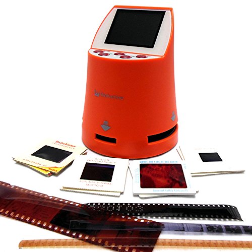 Wolverine-F2D-Mighty-20MP-7-in-1-Film-to-Digital-Converter-for-135-35mm-Negative-Slides-110-126-127-Library-8mm-Super-8-Films-Worldwide-110V220V-Plus-3-Slide-Trays-Orange-Bundle