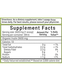 Polvo orgánico de inulina FOS (Jerusalem Artichoke), 2.2 lbs (2,2 libras), soporte prebiótico de...