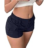 ONLYSTORY Womens Cargo Shorts Elastic Shorts Y2k E-Girl Slim Fit Cargo Shorts for Harajuku Streetwear