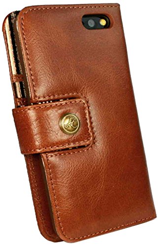 Alston Craig Vintage Leather Wallet RFID Blocking Magnetic Case for Amazon Fire Phone - Retail Packaging - Brown