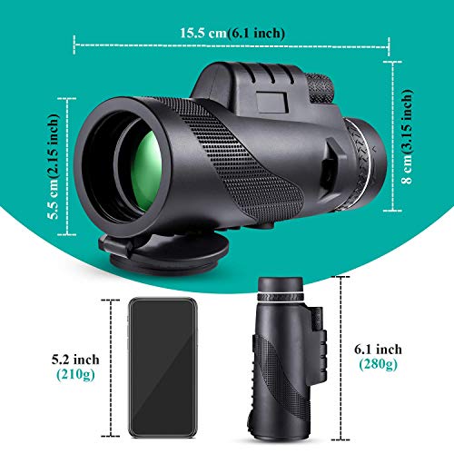 Monocular Telescopes - 40X60 Monocular Telescope HD Waterproof Shockproof Telescope with Smartphone Mount & Tripod for Camping Bird Watching Travel Hunting Football Match Concert Live