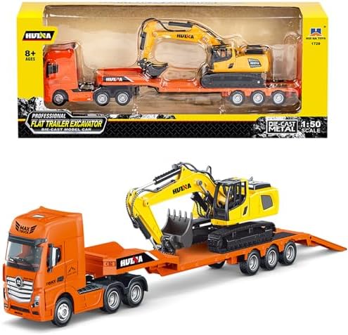 Gemini&Genius Gemini Genius Flat Trailer Excavator Truck Toy