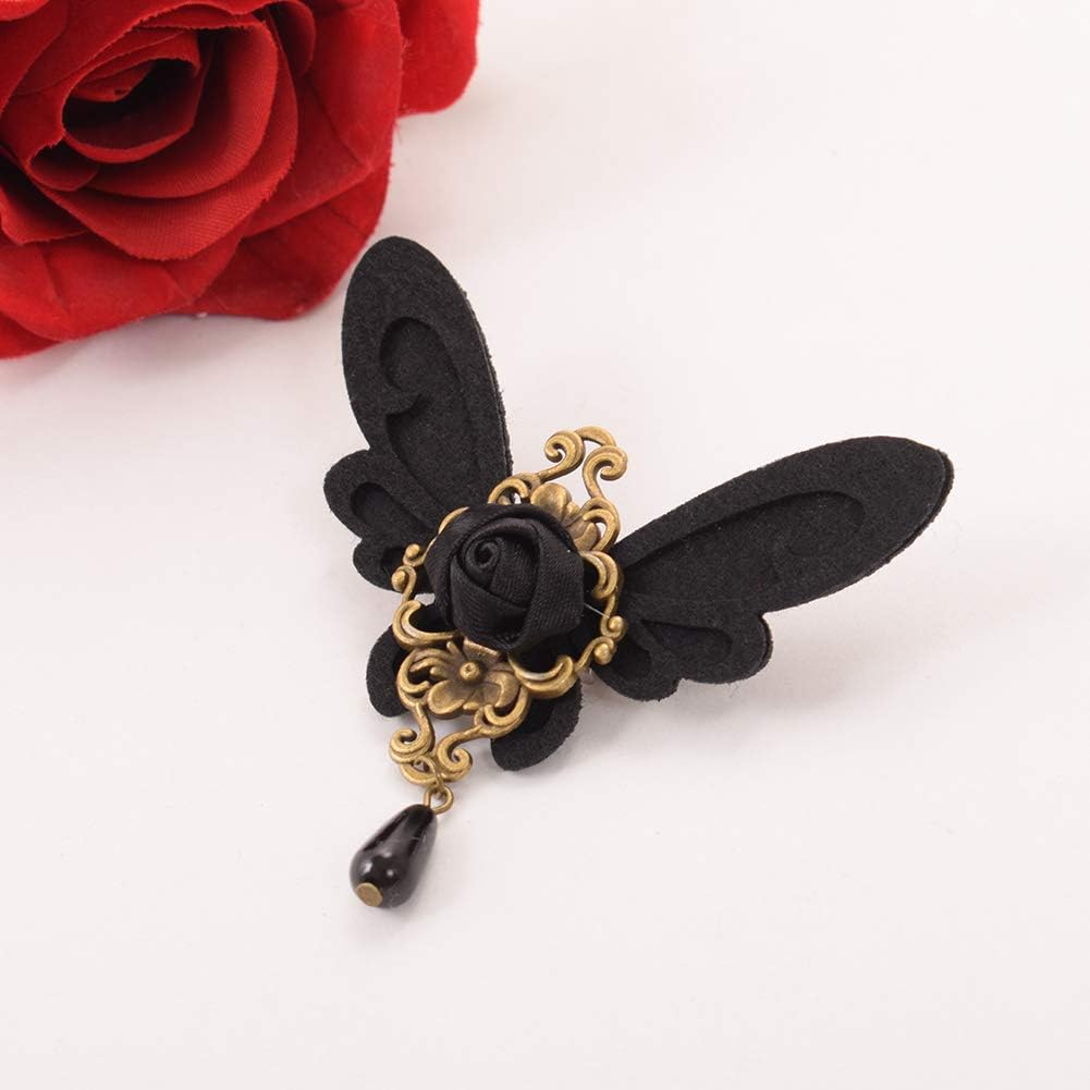GRACEART Victorian Lolita Girl Black Butterfly Brooch Gothic Breast Pin Vintage Lapel Pin, Style-20 - Image 5