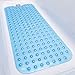 TIKE SMART Extra-Long Non-Slip Bathtub & Shower Mat 39”x16” (Smooth/Non-Textured Tubs Only) Safe, Clean, Machine-Washable, Superior Grip&Drainage, Vinyl, Transparent Light Blue