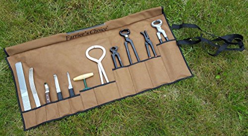 11 Piece Farrier's Tool Kit Set Horse Hoof Nippers Clincher Tester Knife Rasp Chisel + Fold Up Case