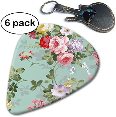 Vintage Floral Pattern 351 Shape Classic Picks (6 Pack) For Electric Guitar, Acoustic Guitar, Mandolin And Bass