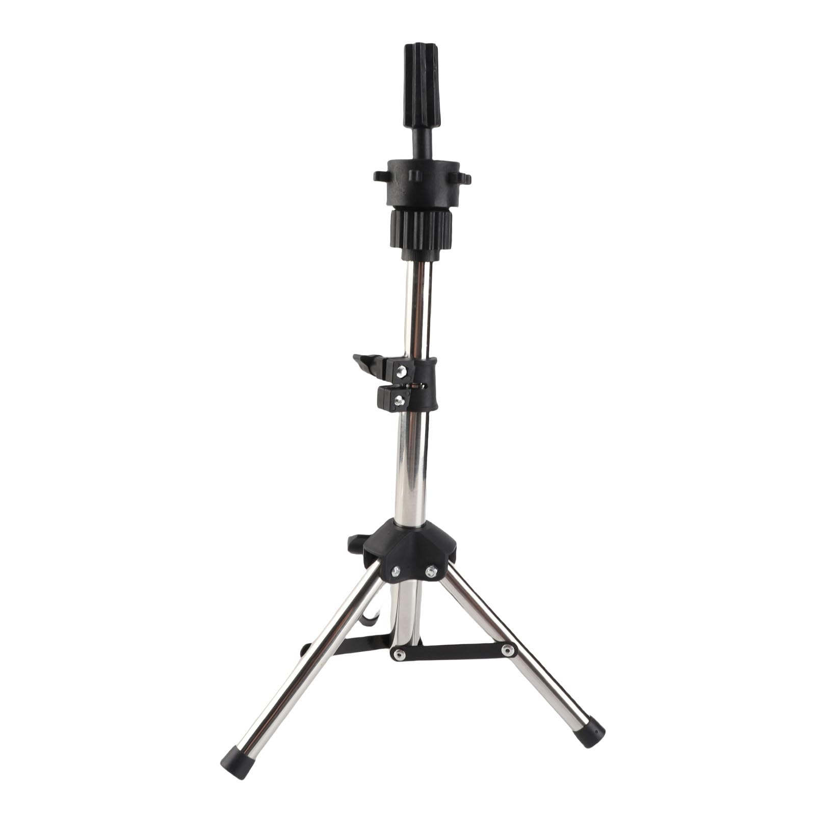 OVAQUIXI Adjustable Mannequin Head Tripod Stand, Silver, for Hairdressing Training, Curling, Dyeing Practice, Hair Styling Clamp, School and Home Use