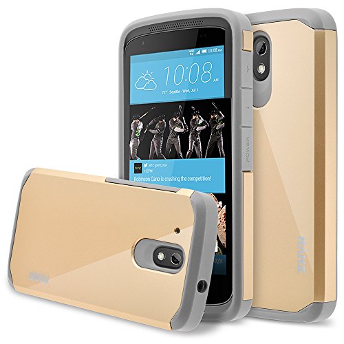 HTC Desire 526 Case, RANZ Grey with Gold Hard Impact Dual Layer Shockproof Bumper Case For HTC Desire 526 HTC Desire 526 Case, RANZ Grey with Gold Hard Impact Dual Layer Shockproof Bumper Case For HTC Desire 526