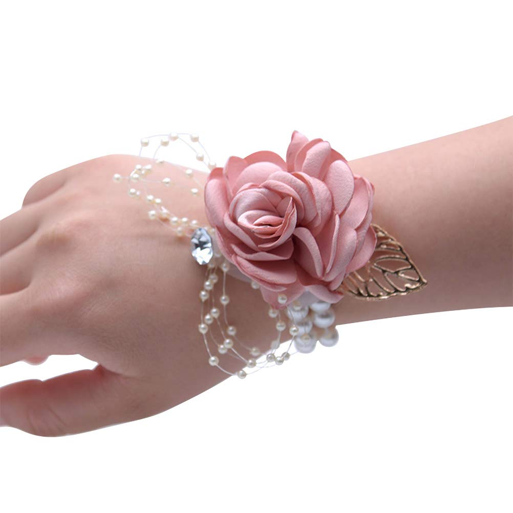 Macabolo Wrist Corsage Bridesmaid Sisters Hand Flowers Artificial Bride Flowers for Wedding Dance Party Decor Bridal Prom Accessories