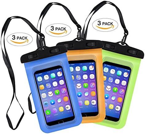 HCOBCK [3-PACK] Waterproof case,Universal Dry Bag Pouch for Outdoor Activities IPX8 Waterproof for IPhone 7, 6 Samsung Galaxy S8 HTC LG Sony Nokia Motorola Devices up to 6.0 inch