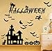 45 Pcs Halloween Wall Decals Large Removable Wall Stickers Black Window Clings Pumpkins Spooky Cemetery Castle Skeleton Spider Cats Ghost Candlestick Witch and Bats Tomb for Halloween Party Decoration