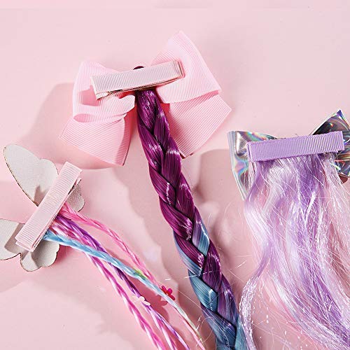 image for PinkSheep Wigs for Kids, 3 Hairpieces, Pink Wig Braid Wig Costume Wigs