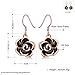 MXYZB Rose Gold Plated Black Rose Flower Hook Earrings Jewelry for Women Girls Hypoallergenic
