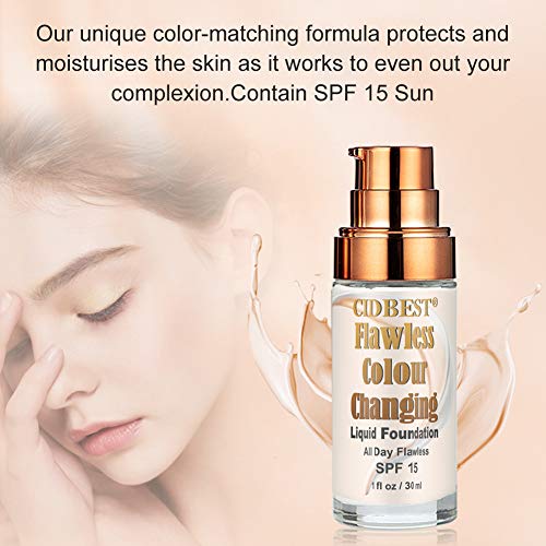 Flawless Finish Foundation, Foundation Cream, Finish Foundation-Colour Changing, Makeup Base Nude Face Moisturizing Liquid Cover, Suitable for ALL Skin Types, SPF15 - Thumbnail 2