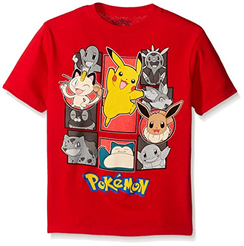 Pokemon Little Boys Group Short Sleeve Tee, Red, Large-7