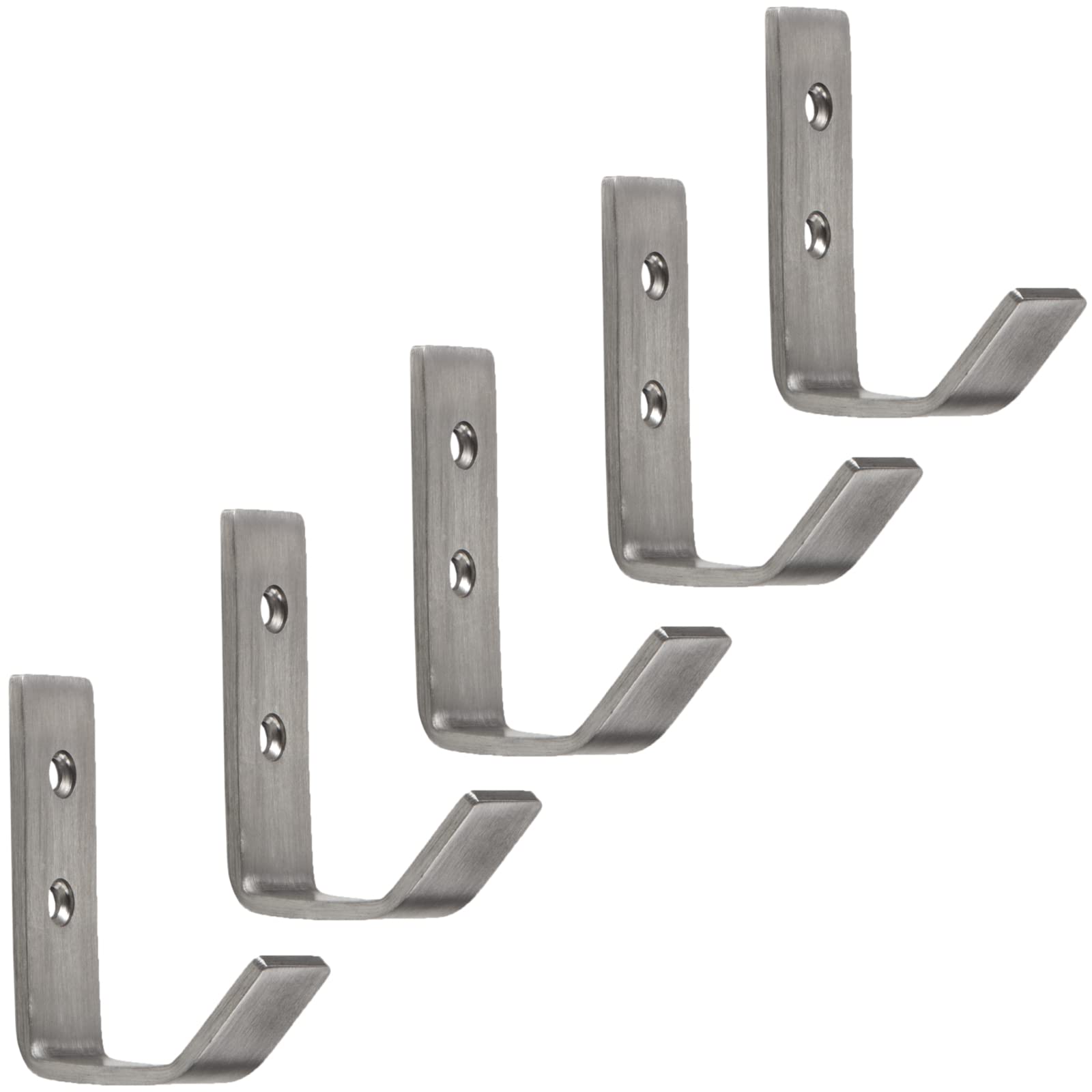 5 x SO-TECH® Garment Hooks ALBA Modern Real Stainless Steel 52 x 19 mm Wardrobe Hook Hooks