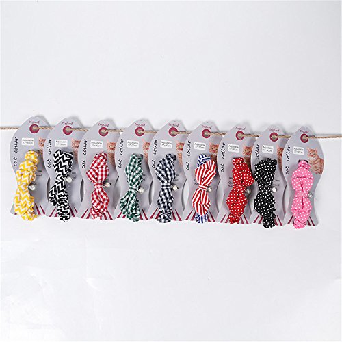 Cat Collar Bowtie with Reflective Bell, Comfortable Adjustable Breakaway Pet Cat Collars 7-12 inch