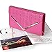 BMC Womens Chocolate Brown PU Leather Alligator Skin Pattern Perforated Glitter Metal Accent Envelope Flap Clutch Handbag