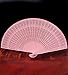 Quasimoon PaperLanternStore.com 8 Inch Pink Folding Wood Panel Hand Fan with White Organza Bag for Weddings