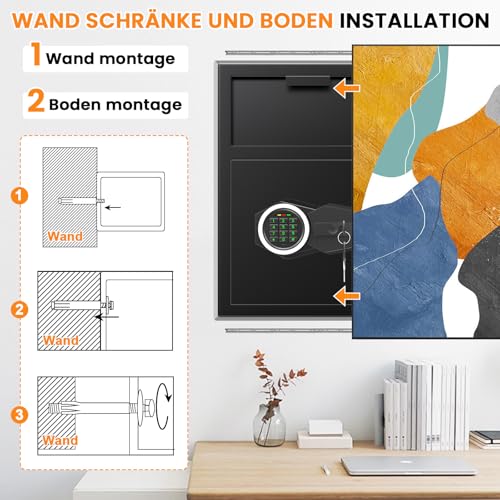 52L Quick Storage Safe with Slot for Retail Home | Electronic combination lock, with fireproof bag, key, combination lock, alarms and mute, security alloy steel