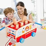 Tohibee Super Fun Bus Whack-a-mole Early Education Building Blocks Wooden Toddler Toys
