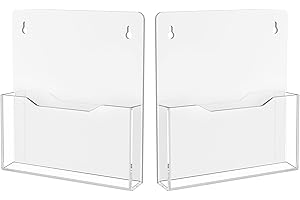 Carmanon Acrylic Magnetic File Holder: Clear Plastic Mail Organizer - Wall Mount Magazine Display Stand for Refrigerator Whiteboard Ofiice
