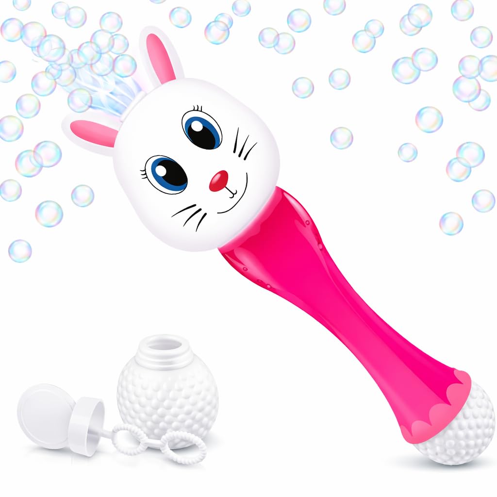 Easter Basket Stuffers for Toddler, Bunny Bubble Wand, Easter Basket Essentials, 14" Light Up Automatic Bubble Maker with LED & Music, Toys for Toddlers, Bubbles for Kids