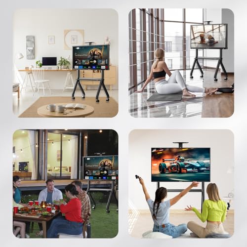 Sylvox TV Stand with Wheels for 42 to 55 inch Outdoor TV 40 kg/88 lbs 360° Locking Wheels Max VESA 700 x 500 mm for Outdoor, Apartment, Office, Home