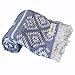 Bersuse 100% Cotton Teotihuacan Turkish Towel Beach Towel Bath Towel Dual Layer Peshtemal Beach Blanket Beach Essentials - 37x70 Inches, Dark Blue