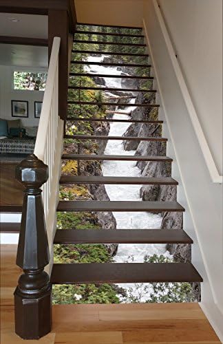 Maligne River RiserArt 37" x 15 Painted Stairway Decoration Adhesive Vinyl Stair Riser Panels Easy To Install and Removable