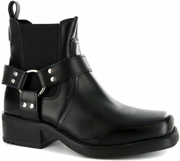 Mens Terminator Leather Biker Cowboy Ankle Boots Ref Style Brass 66