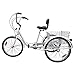 Iglobalbuy White 24-Inch 6-Speed Adult Tricycle Adjustable Trike 3-Wheel Bike Cruise Bike with Basketthumb 3