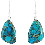 Turquoise Earrings in Sterling Silver 925 & Genuine Turquoise