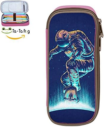 Outer Space Astronauts Multicolor pen bag,Pencil case Teens pen container,Double zipper student stationery girl's durable large volume bag of makeup bag