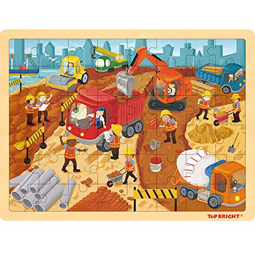 48 Piece Puzzles for Kids Ages 4-8 - Construction Wooden Jigsaw Puzzles for Toddlers 4 Year Old