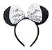 Sequin Hair Bows Headbands Mouse Ears Costume Party: M8 (SQ-White)