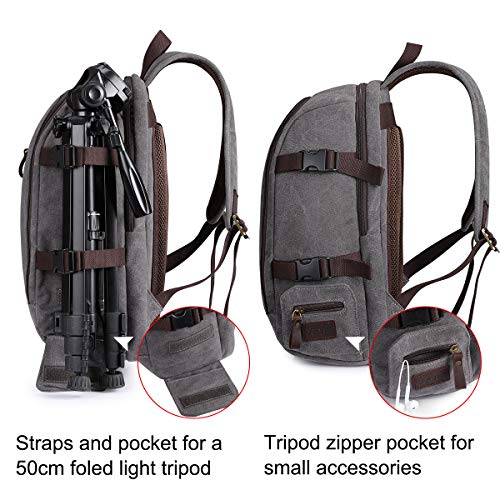 SZONE Camera Laptop Backpack Canvas DSLR Daypack with Tripod Holder 14