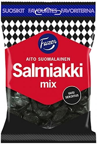 10 Bags x 180g of Fazer Salmiakki Mix - Original - Finnish - Salty Liquorice - Licorice - Salmiak - Salmiac - Wine Gums - Candies - Sweets