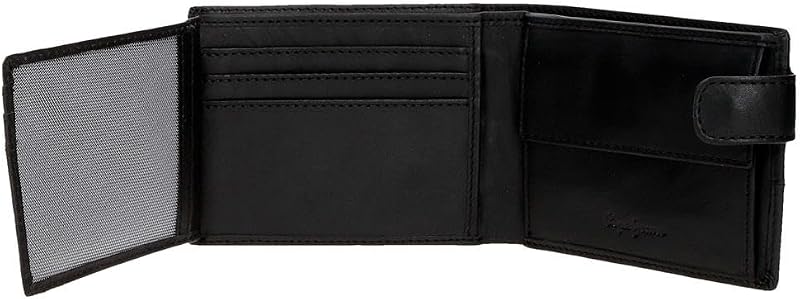 Itaca Portafoglio orizzontale con chiusura a scatto nero 11 x 8,5 x 1 cm Pelle by Joumma Bags