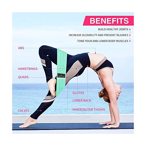 Resistance Bands [Set of 3], Fabric Resistance Hip Bands Set with 3 Resistance Levels for Hips & Glutes,Workout Booty…