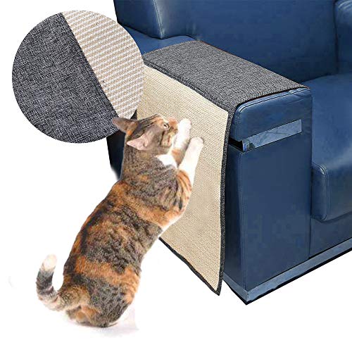 Urijk Cat Scratch Mat Sofa Shield, Cat Scratch Furniture Protector Cover for Couch Chair, Washable Durable Cat Scratching Pad to Prevent Furniture Scratching, 51" L x 18" W (Grey)