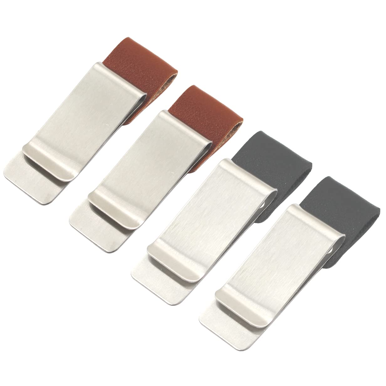 Medifier Stainless Steel Silver Travelers Notebook Journals Clip Pen Holder Black Brown Leather Pen Loop Metal Money Clip Pack of 4