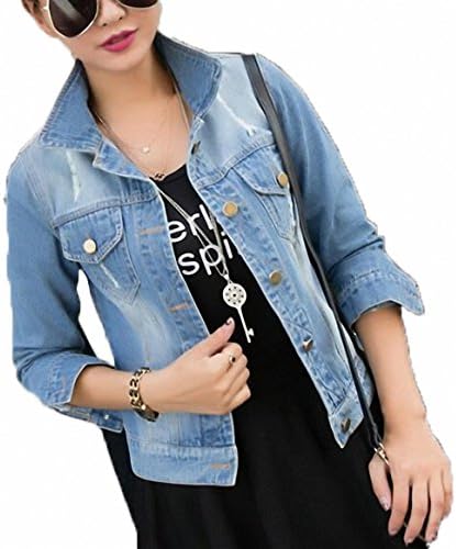 Denim Jacket Women Coat NEW Vintage Long Sleeve Blue Fashion Casual Washing Frayed Jeans Jacket Women Basic Coat dark blue XL