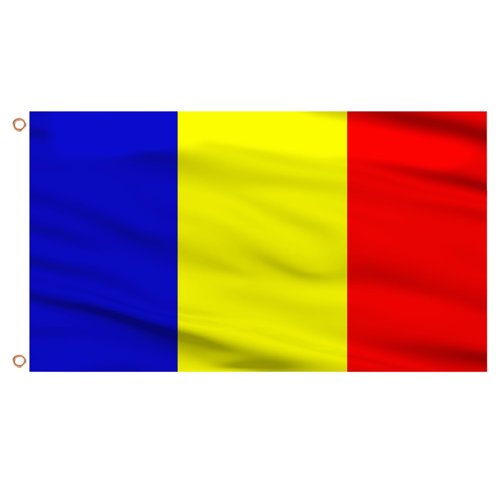 AhfuLife Romania Flag 5ft x 3ft for Party Decorations, 1Pcs Large Romania Flag Polyester Double Side with Brass Eyelets for Eurovision World Cup Football National Day Garden Street Indoor Outdoor — image 1